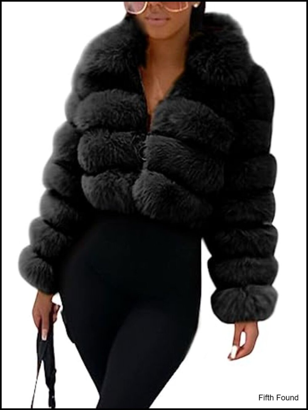 Women's Faux Fur Cropped Puffer Jacket Zip Up Winter Warm Fuzzy Coat